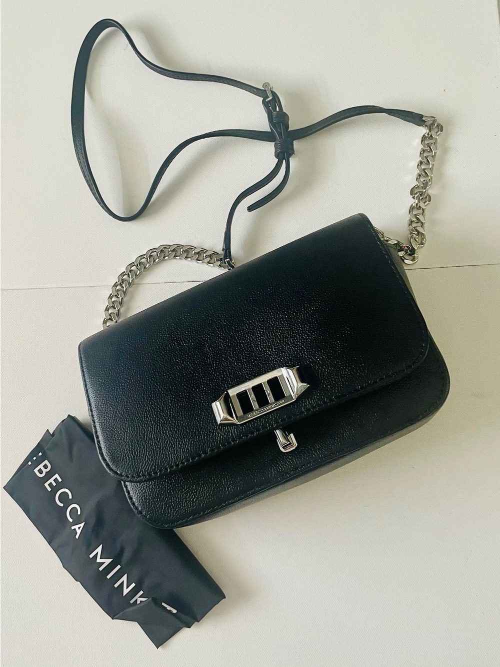 Rebecca Minkoff Amour Black Leather Chain Shoulder Crossbody Bag new in dust bag